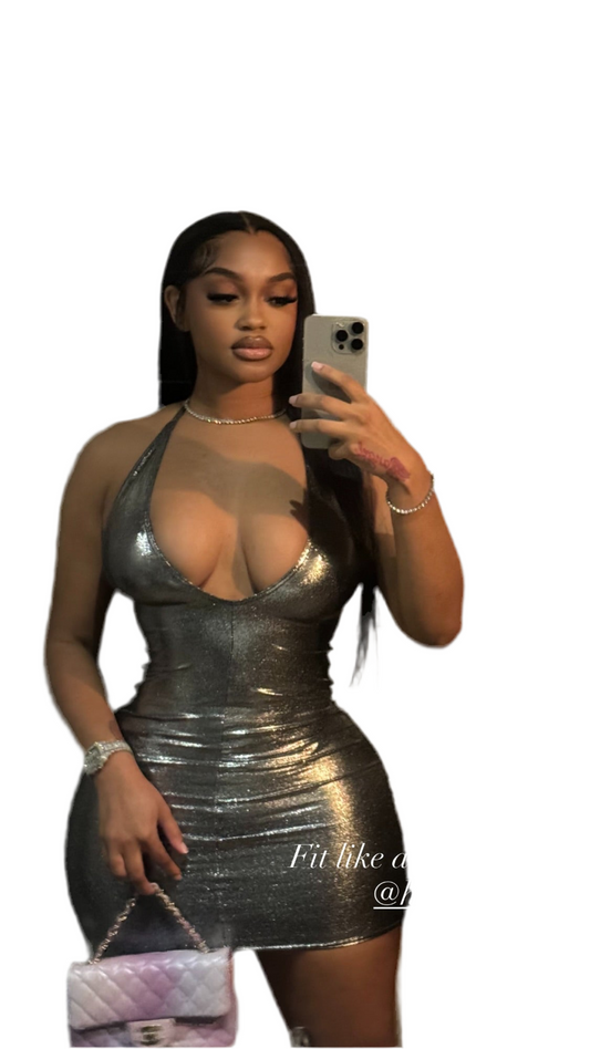 Metallic V Cut Bodycon